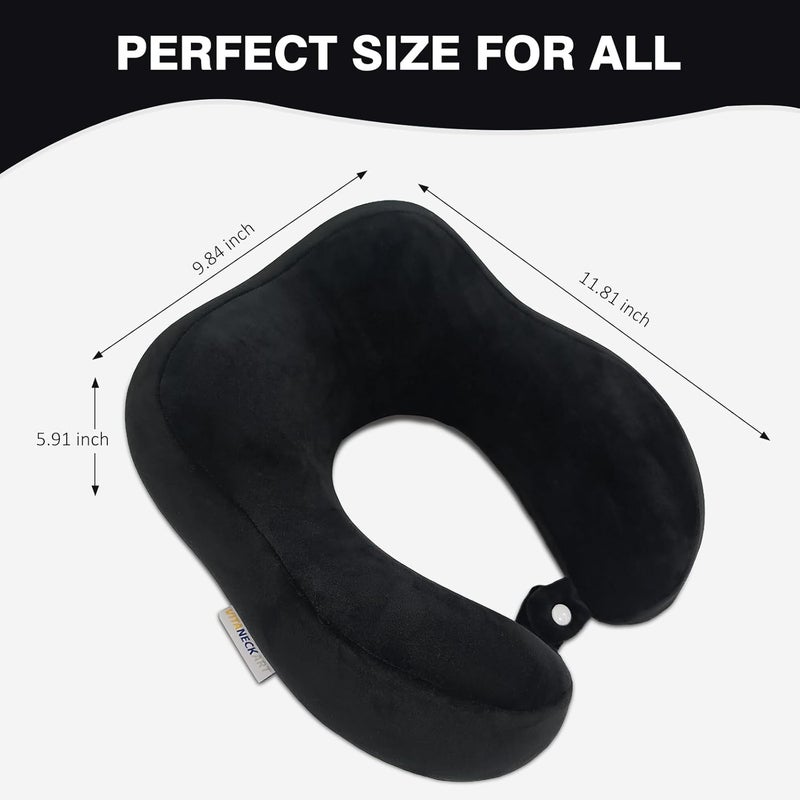 VITANECKART Hump Travel Pillow, High-end Memory Foam Neck Pillow, Double Support for Neck, Head and Chin, 360° Ergonomic Design Full Neck wrap Pillow, Suitable for Office, Airplane and car (Black) - Image 2